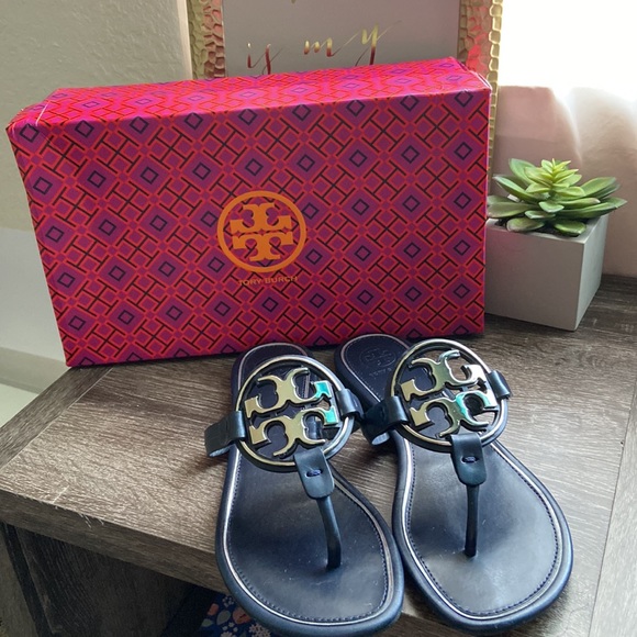 Tory Burch Shoes - Tory Burch Miller Sandals Navy Silver Metal 8.5